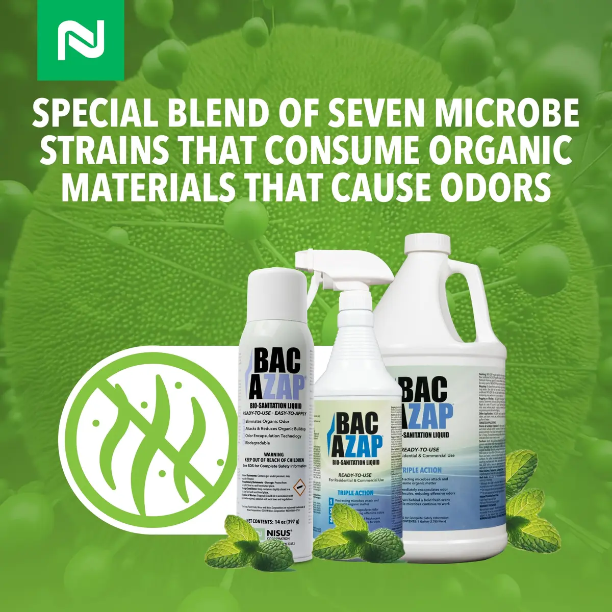 Nisus Bac-Azap Odor Eliminator 14 Oz | Powerful Organic Odor Control for Drains & Bathrooms - view 4