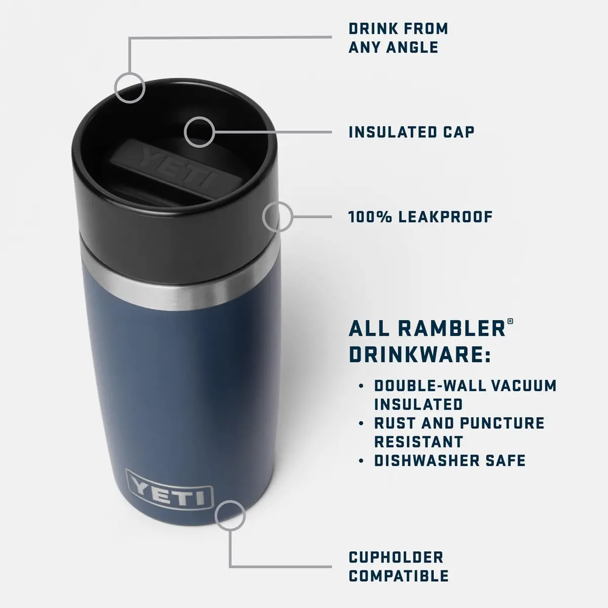 YETI Rambler 12 oz Travel Bottle | 355 ml (12 oz) Black Forest Green - view 4