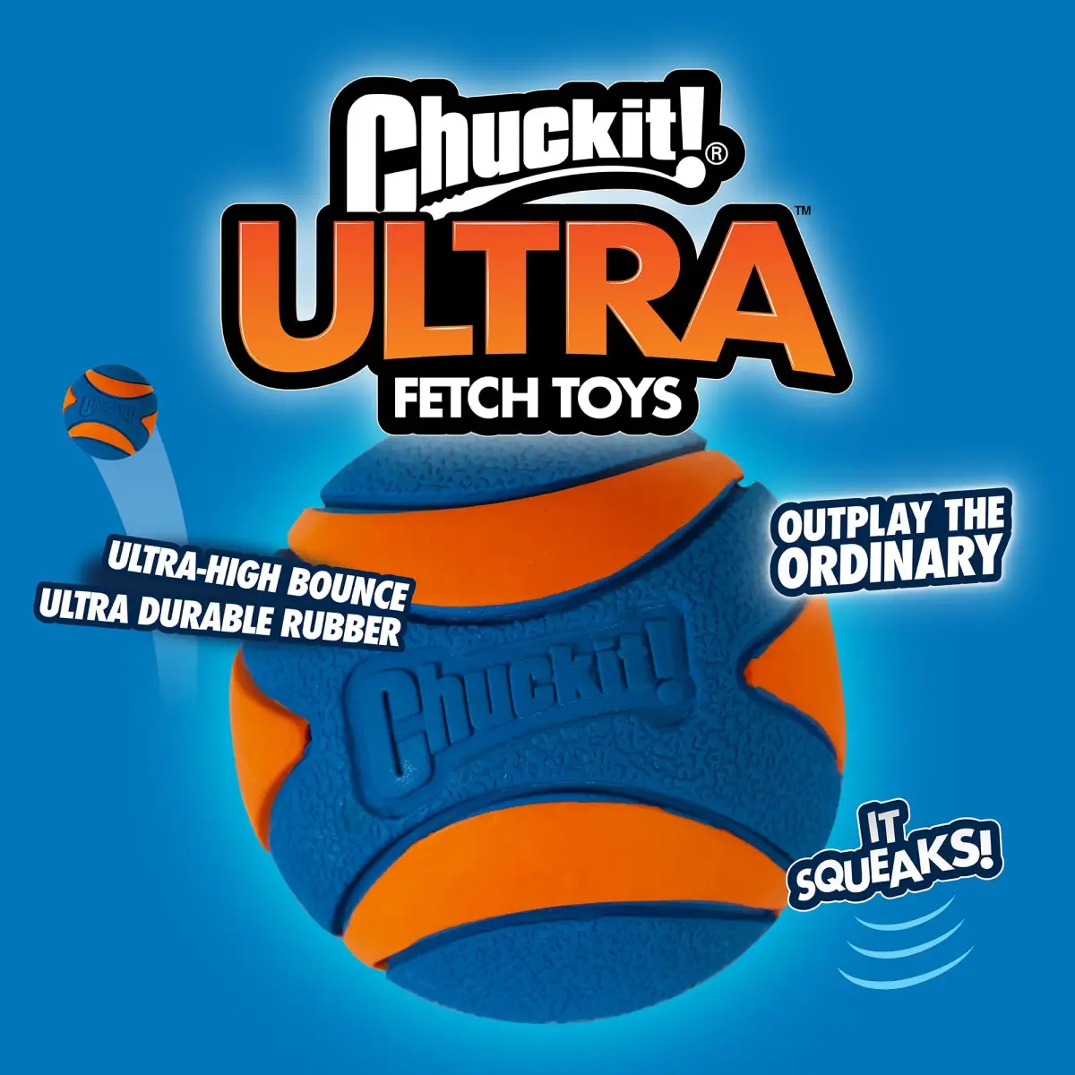 Chuckit! Ultra Ball Dog Toy Medium 6.4cm (2.5 inch) Pack of 4 | High Bounce Fetch Ball for Dogs 20-60 lbs - view 6