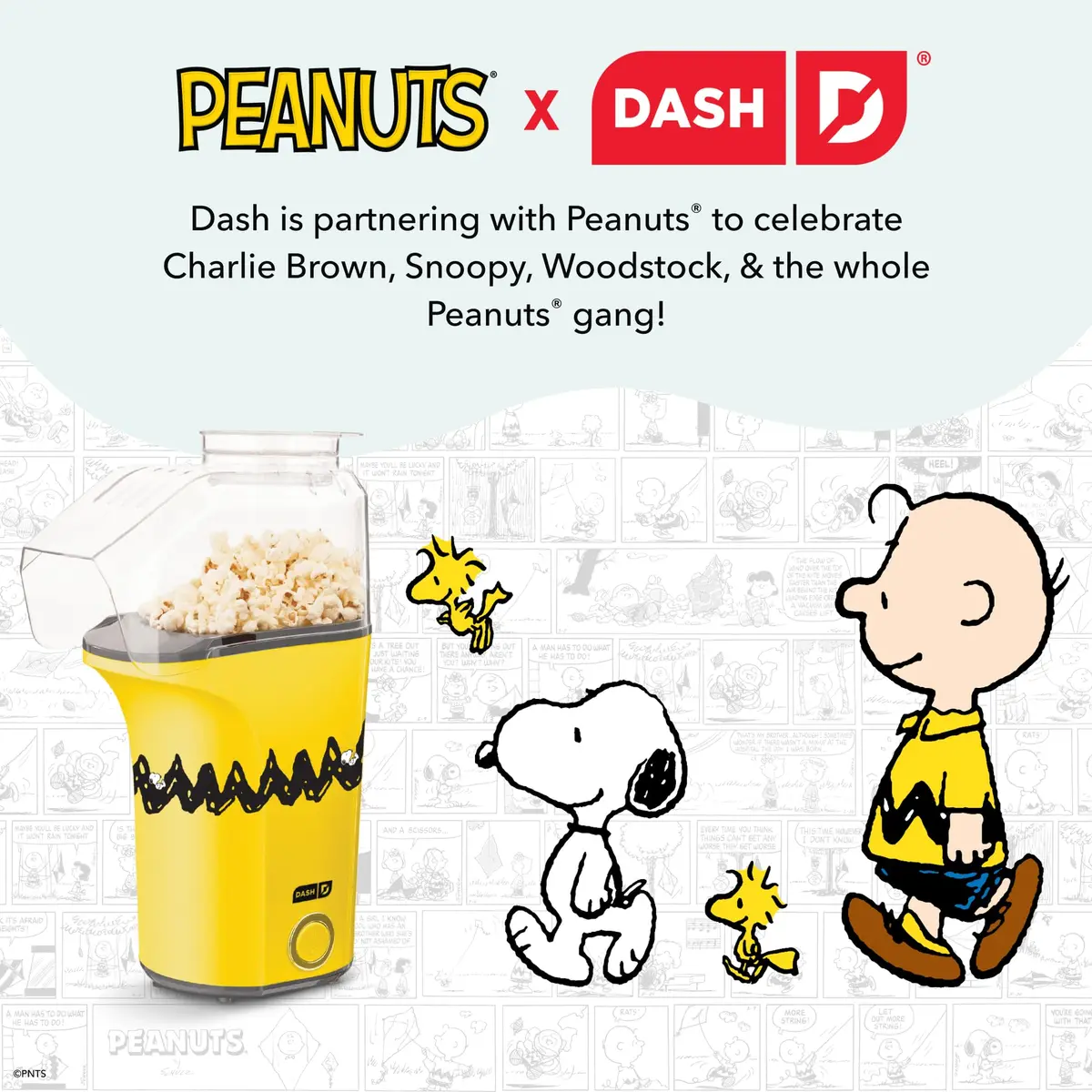 DASH Peanuts x Dash Fresh Pop Popcorn Maker 16-Cup | Oil-Free Hot Air Popper for Healthy Snacks - view 9