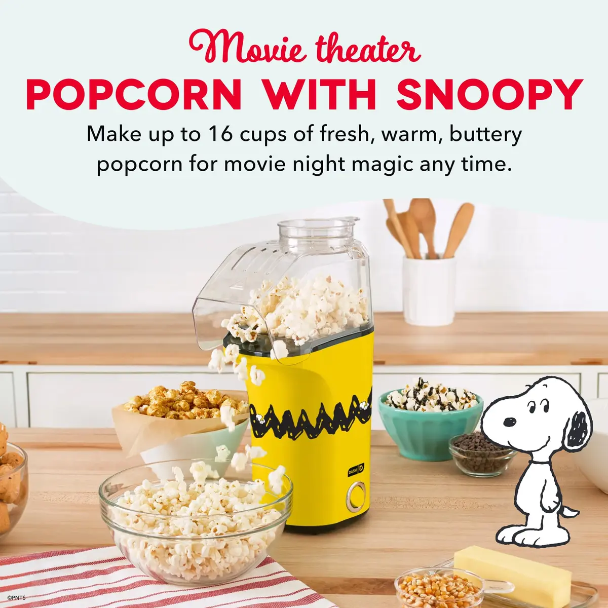 DASH Peanuts x Dash Fresh Pop Popcorn Maker 16-Cup | Oil-Free Hot Air Popper for Healthy Snacks - view 2