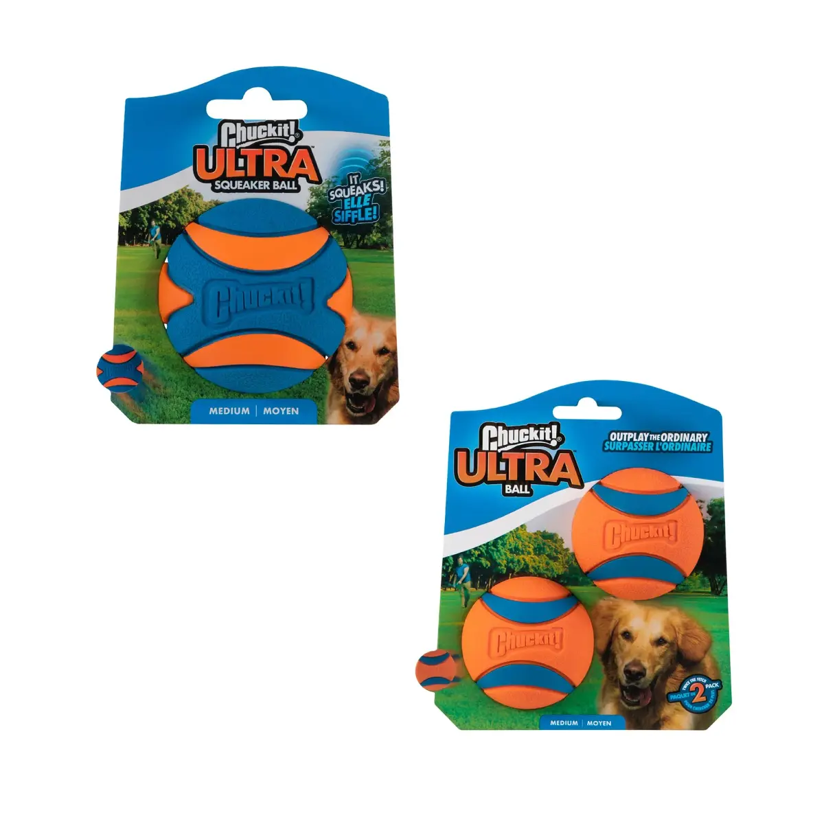 Chuckit! Ultra & Squeaker Ball Dog Toy Medium 6.4cm (2.5-inch) Pack of 3 | Durable Rubber Fetch Balls for Dogs 20-60 lbs - view 2