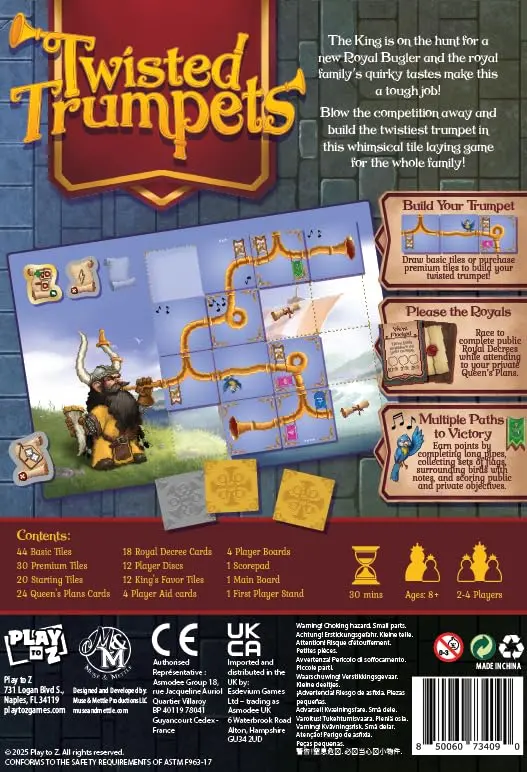 Play To Z Twisted Trumpets Tile-Laying Route-Building Board Game | Family Strategy Fun (70-120 chars) - view 2