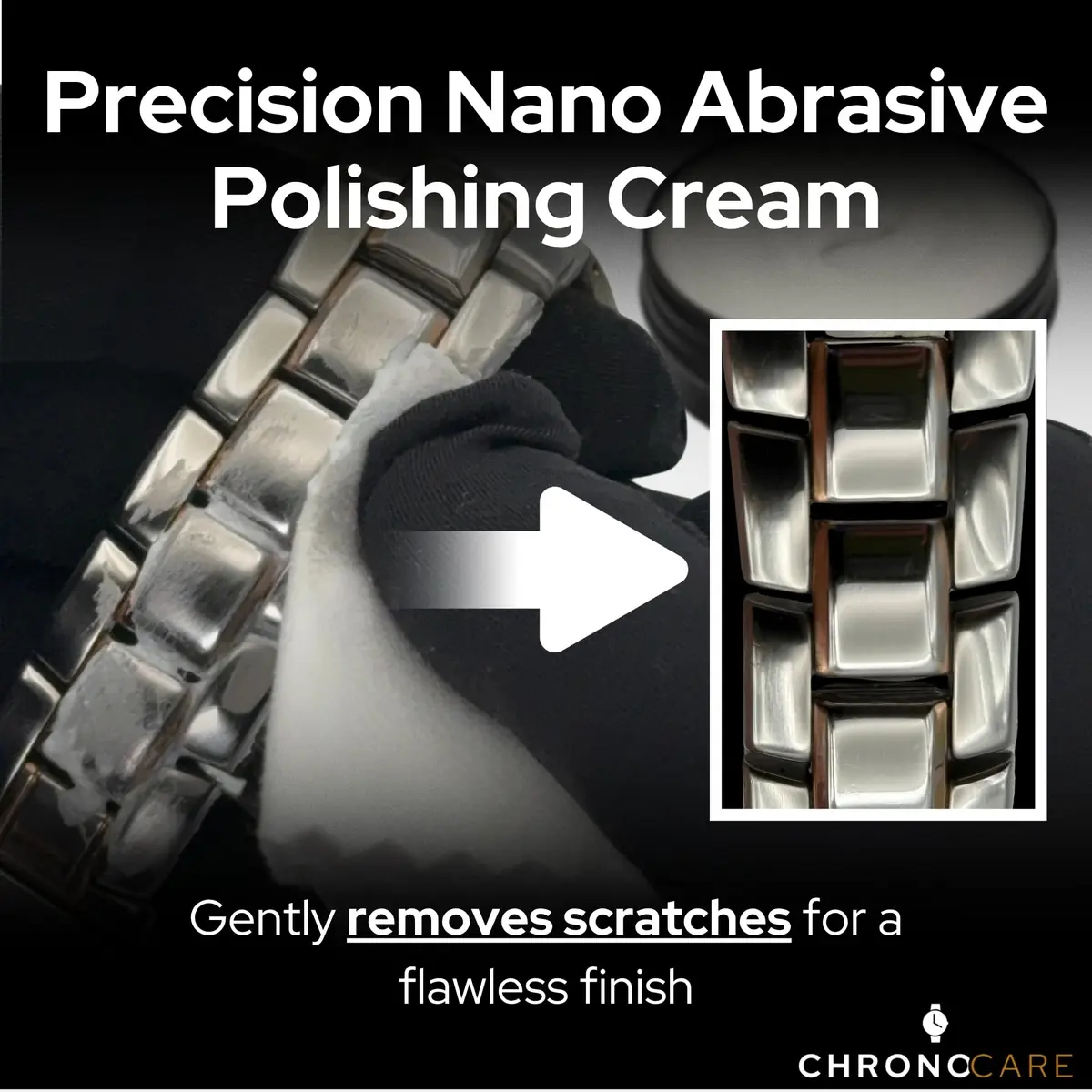 ChronoCare Watch Polishing & Cleaning Kit – Scratch Repair Cream, Cloth, Spray, Sponge, Brush & Towel, Safe for Luxury Metal Watches - view 7