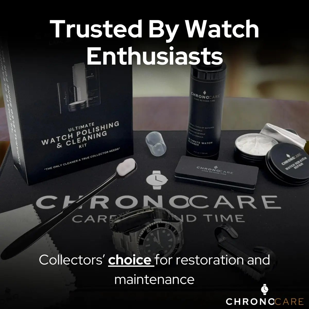 ChronoCare Watch Polishing & Cleaning Kit – Scratch Repair Cream, Cloth, Spray, Sponge, Brush & Towel, Safe for Luxury Metal Watches - view 9