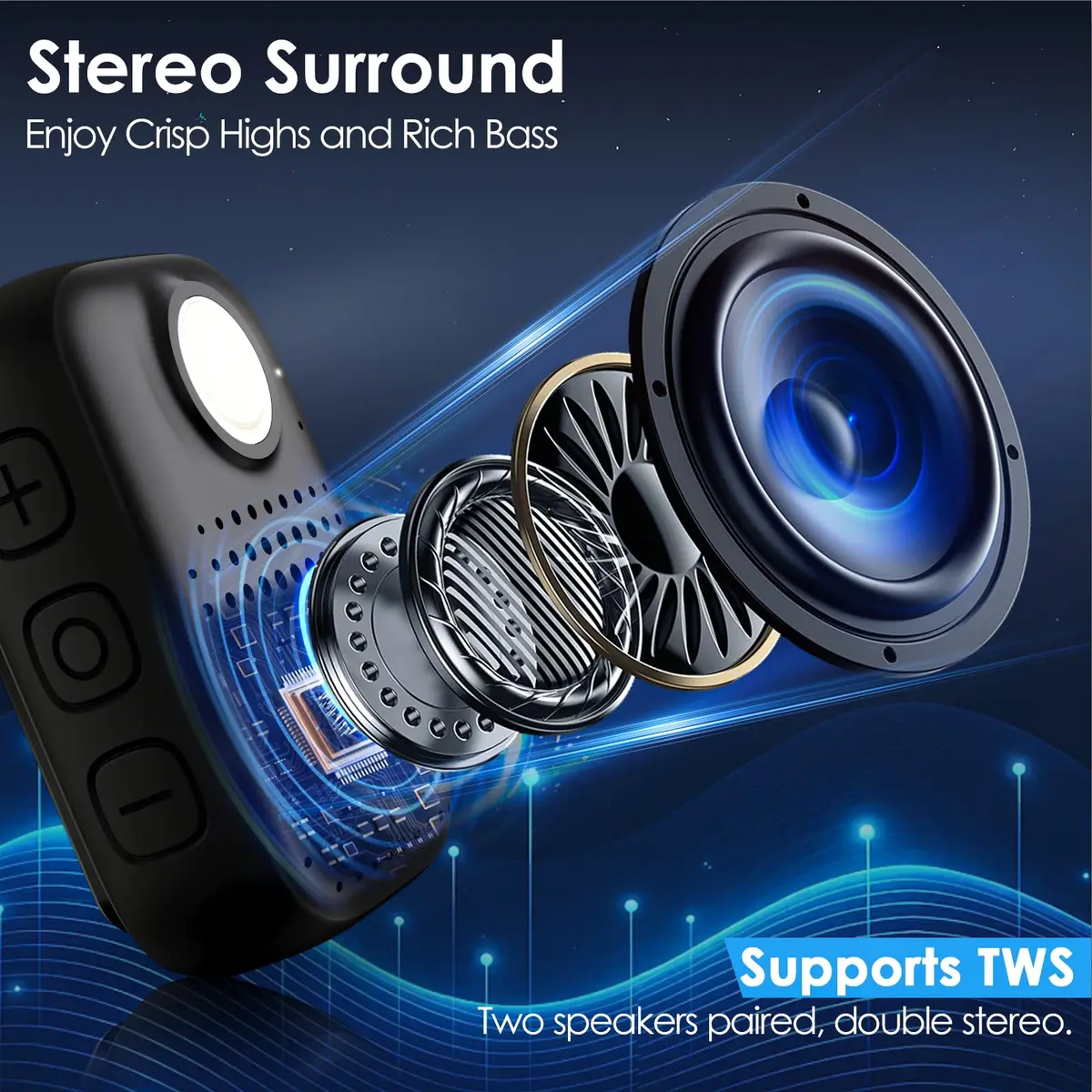 VkingMoR Wearable Bluetooth Speaker with Waterproof Dustproof IPX7 | Compact Stereo Sound - view 3