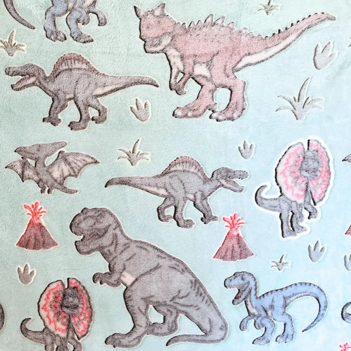 Blanket Buddies Glow in The Dark Dinosaur Throw Blanket 50" x 60" (127 x 152 cm) | Soft Fleece Kids Blanket with T Rex, Velociraptor - view 7
