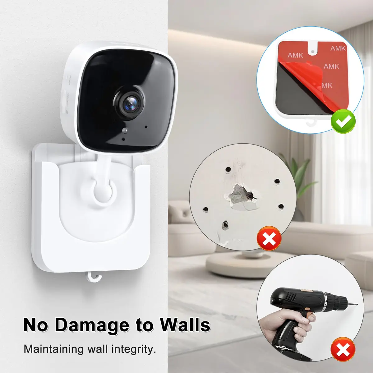 Annkoifu Adhesive Camera Mount Fits for Tapo Indoor Security Camera C100/C101/C110/C111/KC400/KC100/KC105 | No Drill Wall Bracket - view 3