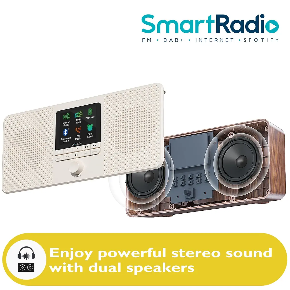 LEMEGA IR4S Internet Radio with Bluetooth, FM, Podcasts | Portable Walnut - view 5