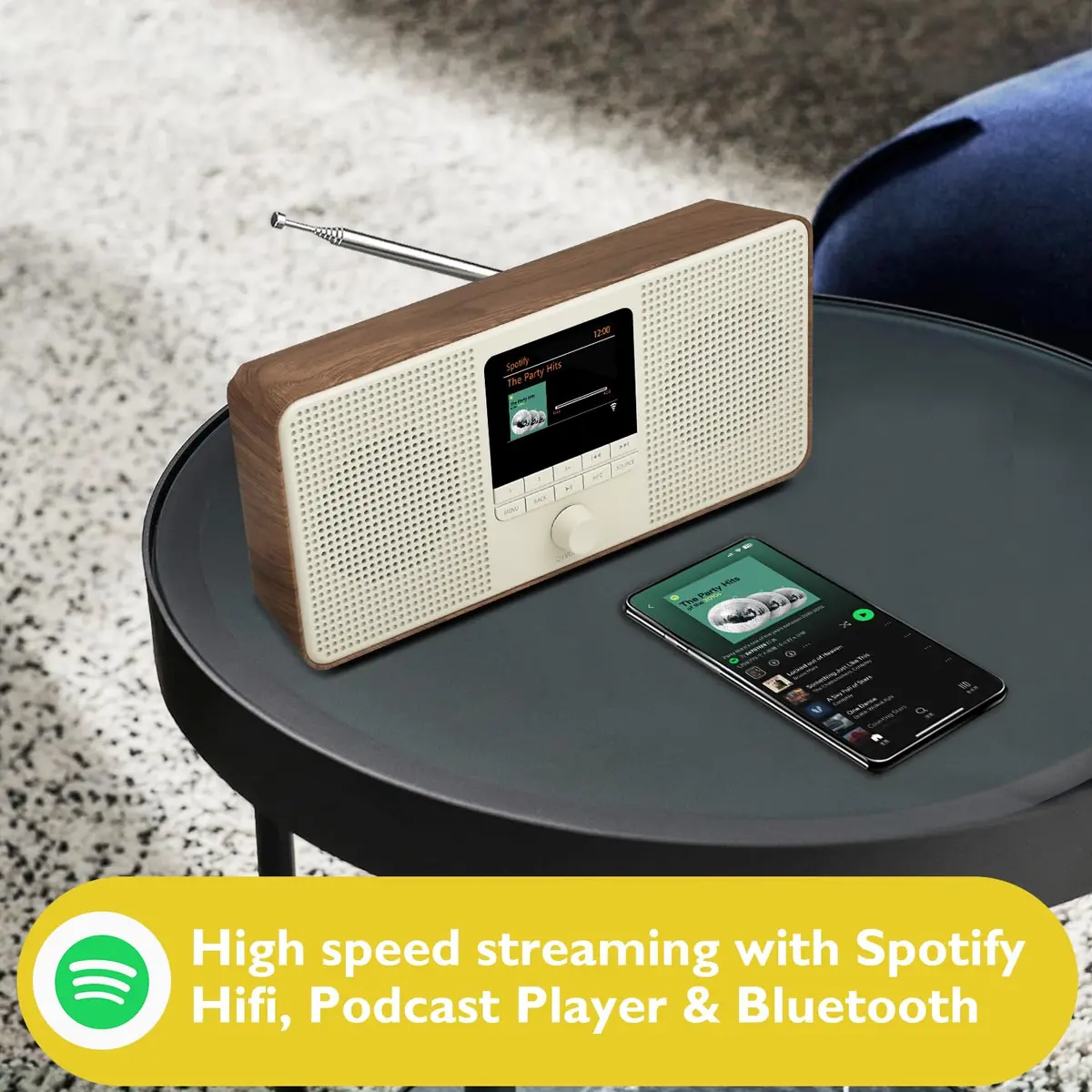 LEMEGA IR4S Internet Radio with Bluetooth, FM, Podcasts | Portable Walnut - view 2