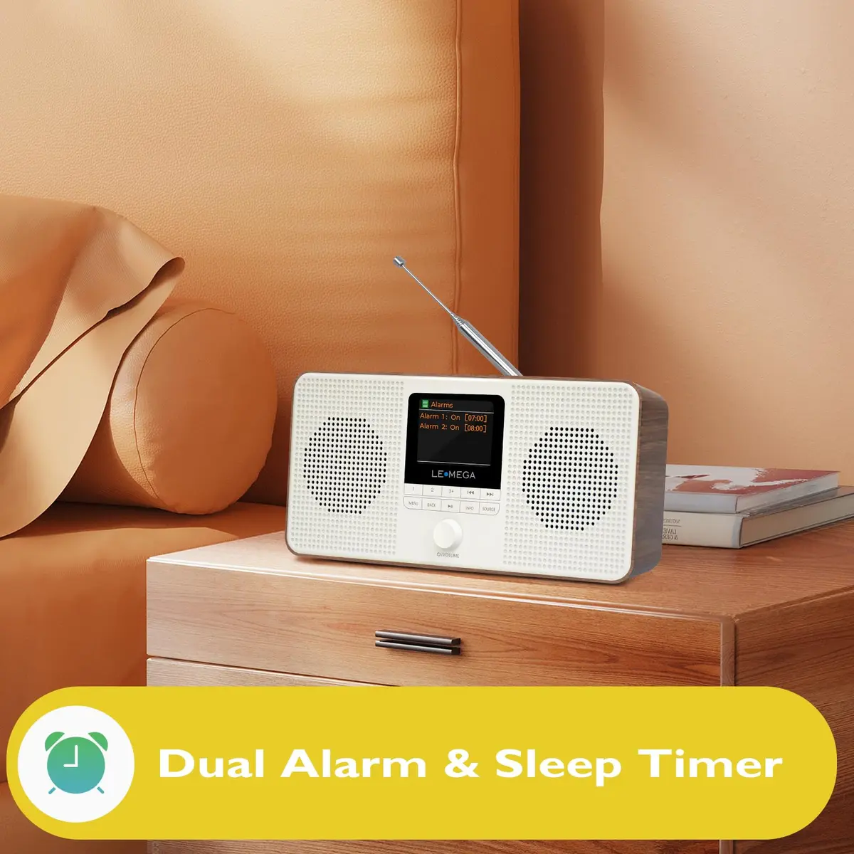 LEMEGA IR4S Internet Radio with Bluetooth, FM, Podcasts | Portable Walnut - view 4