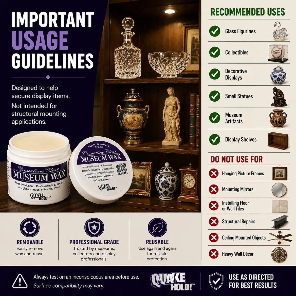 Quakehold! Museum Wax 2 oz (113g) 2-Pack | Secures Collectibles Against Bumps & Earthquakes - view 5