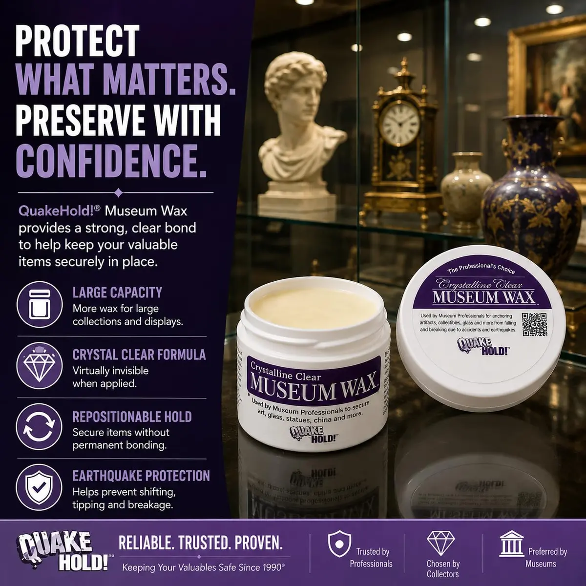 Quakehold! Museum Wax 2 oz (113g) 2-Pack | Secures Collectibles Against Bumps & Earthquakes - view 2