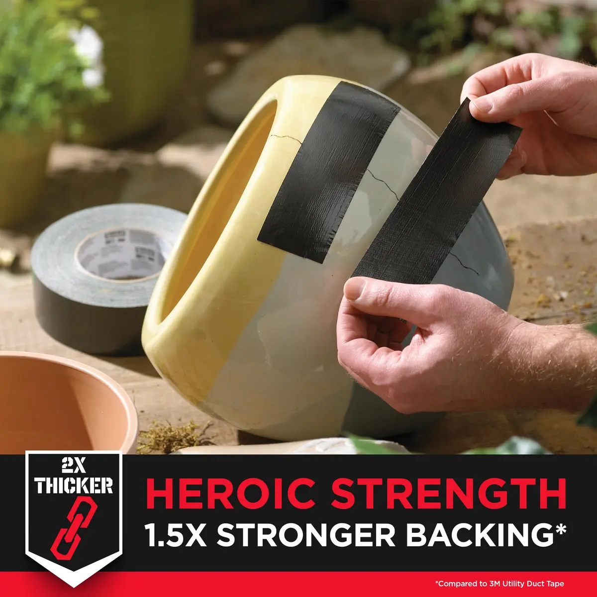 3M Heavy-Duty Waterproof Duct Tape 2830 | Double-Thick Adhesive, Indoor/Outdoor, 1.88 in x 30 yd, 12 Rolls - view 8