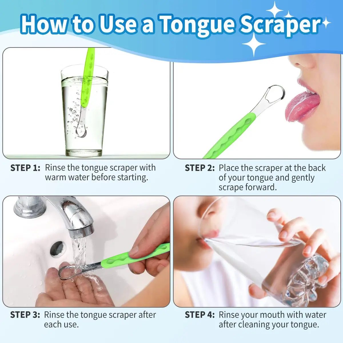 RIKKUSE 2-Pack Stainless Steel Tongue Scraper Set with Travel Cases | Removes Bad Breath & Buildup - view 5