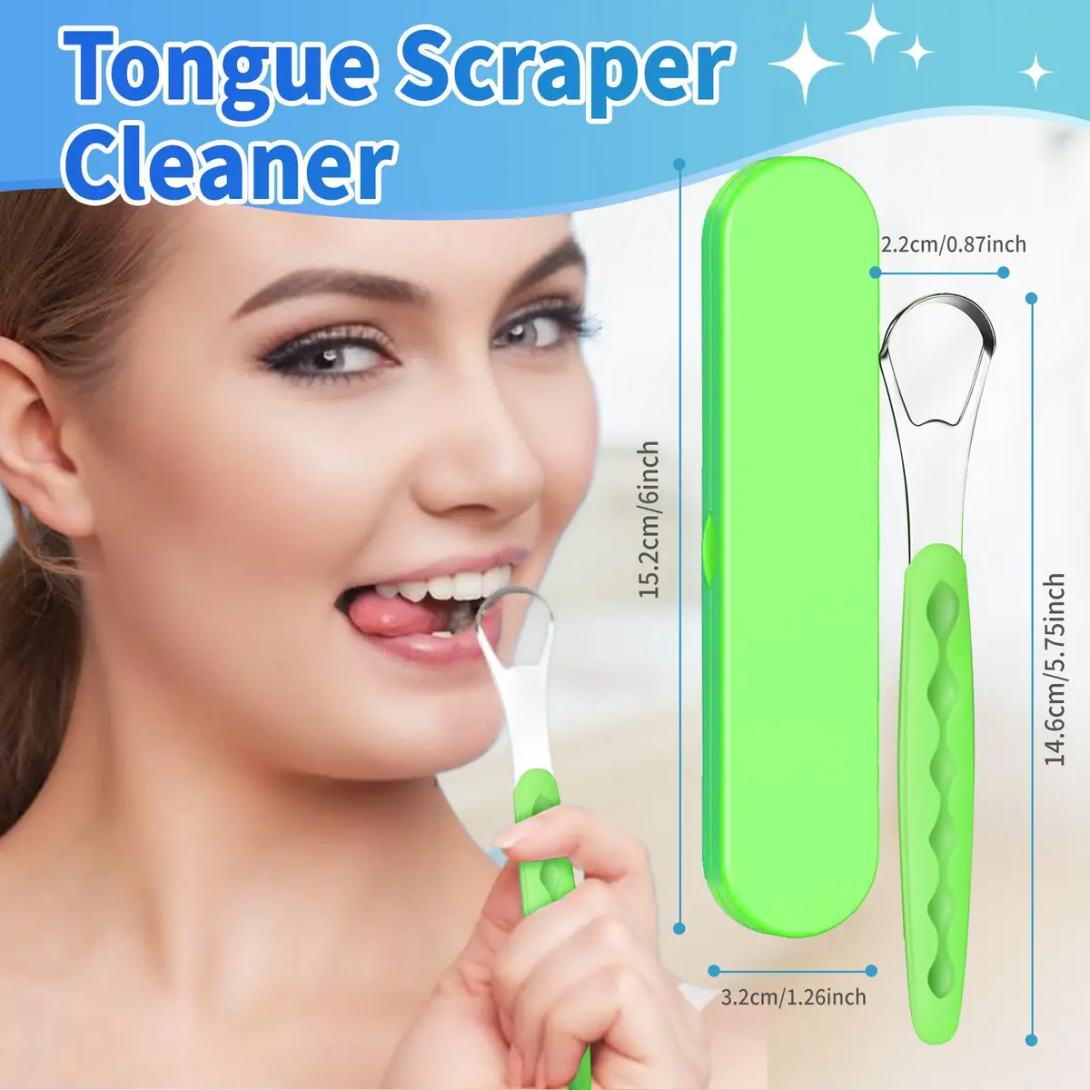 RIKKUSE 2-Pack Stainless Steel Tongue Scraper Set with Travel Cases | Removes Bad Breath & Buildup - view 3