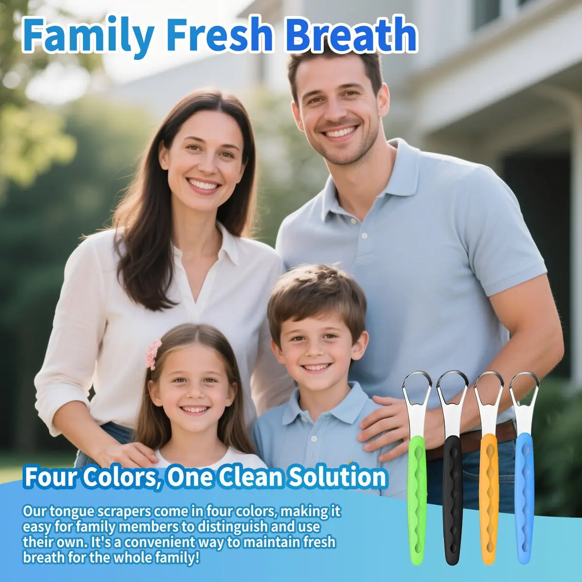 RIKKUSE Stainless Steel Tongue Scraper Set 4-Pack (5 inches Length) | Removes Bad Breath & Buildup - view 8