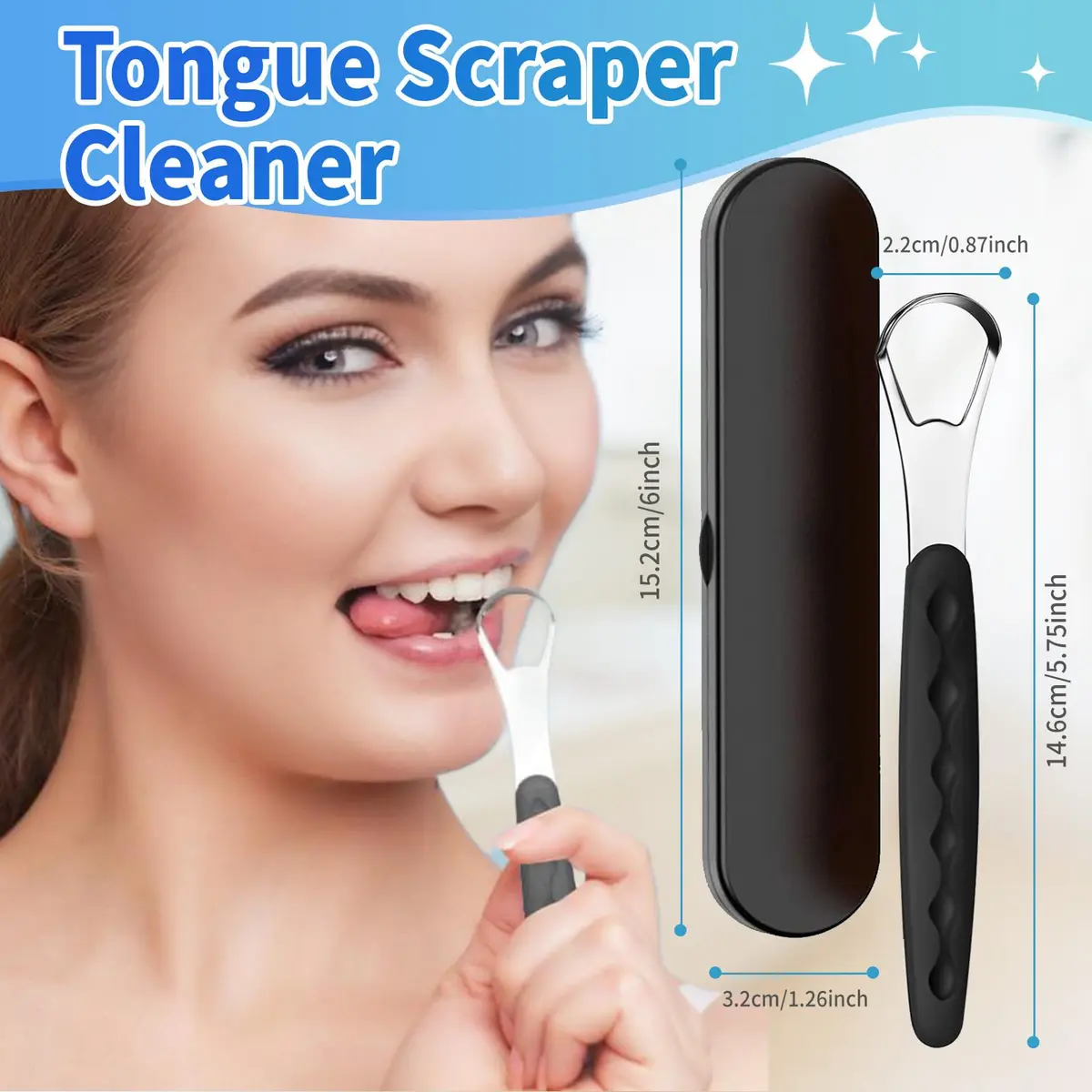 RIKKUSE 2-Pack Stainless Steel Tongue Scraper with Travel Case | Oral Hygiene Tool for Bad Breath - view 3