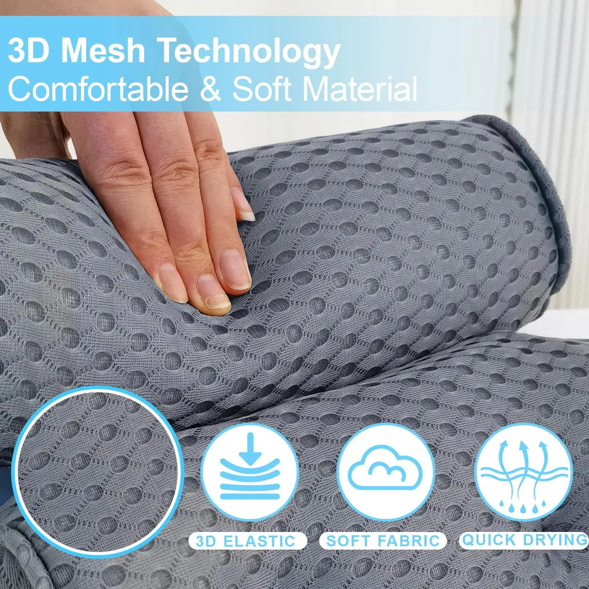 AEROiVi Luxury Bath Pillow for Tub Soft Mesh 6 Suction Cups Gray | Head and Neck Support for Relaxing Spa Baths - view 4