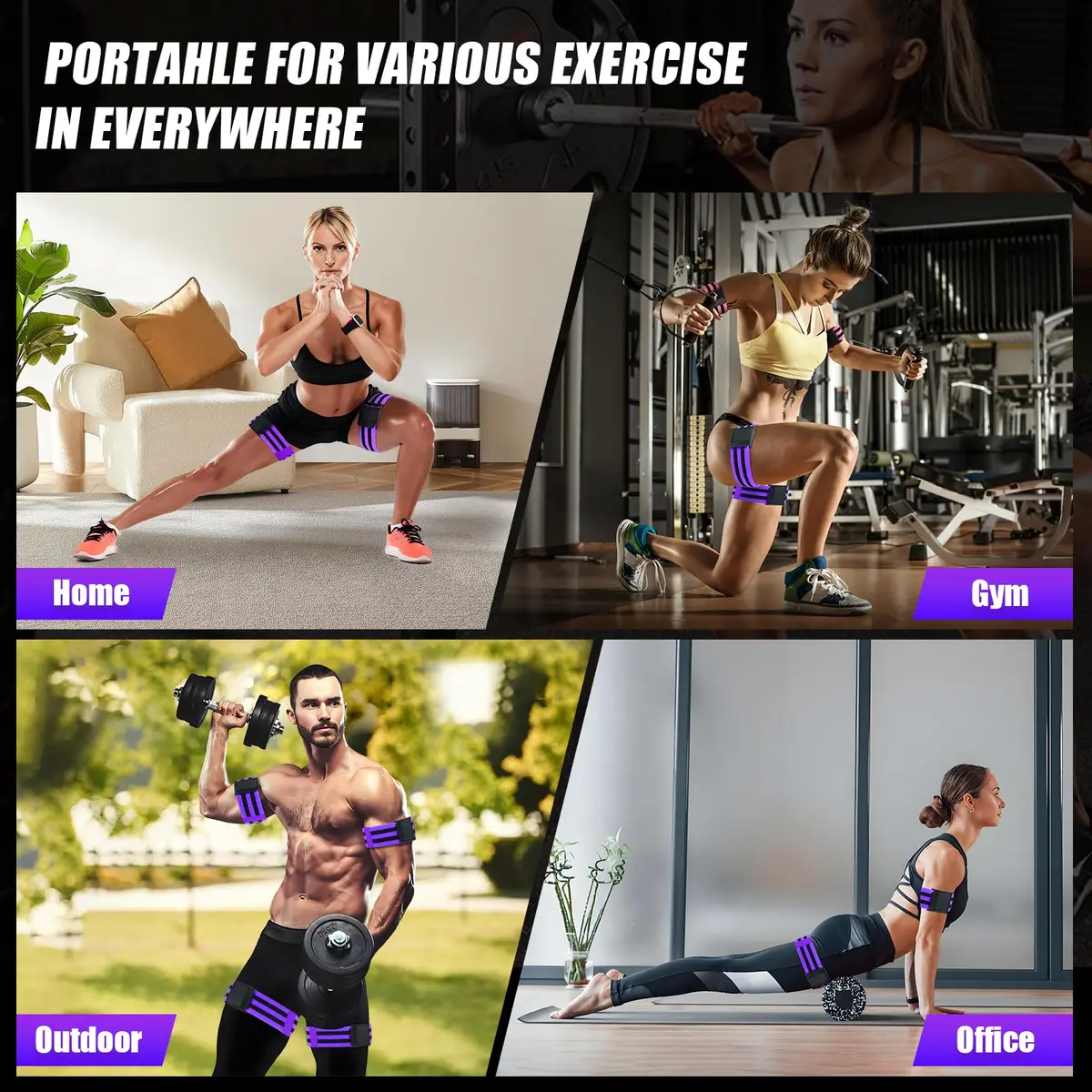 ROSYQUARZ BFR Training Bands Purple | 35.4'' (90cm) Length, 2'' (5cm) Width - view 5