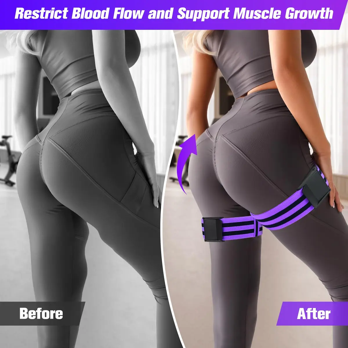 ROSYQUARZ BFR Training Bands Purple | 35.4'' (90cm) Length, 2'' (5cm) Width - view 2