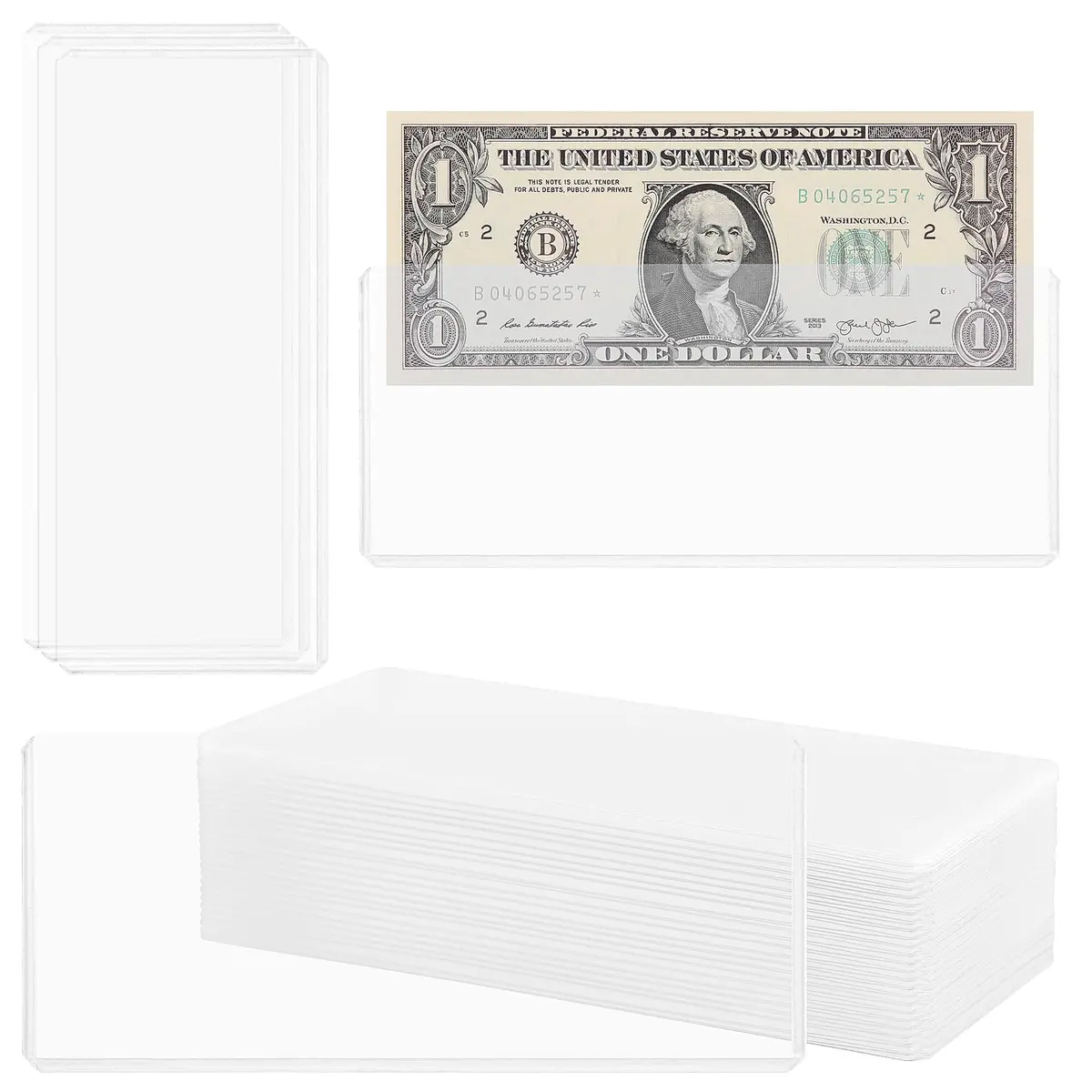 Uncle Paul Clear Banknote Holders Top-Load 17.5cm (6.8") - 25 Pack | Protects Bills & Collectibles - main product image