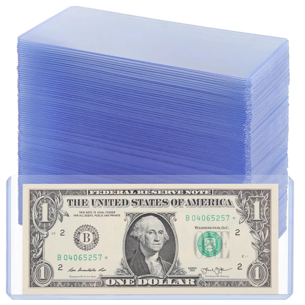 Uncle Paul Blue Clear Banknote Holders 16.7cm x 7.1cm (6.6"x2.8") | Top-Load Bill Sleeves for Collectibles - main product image