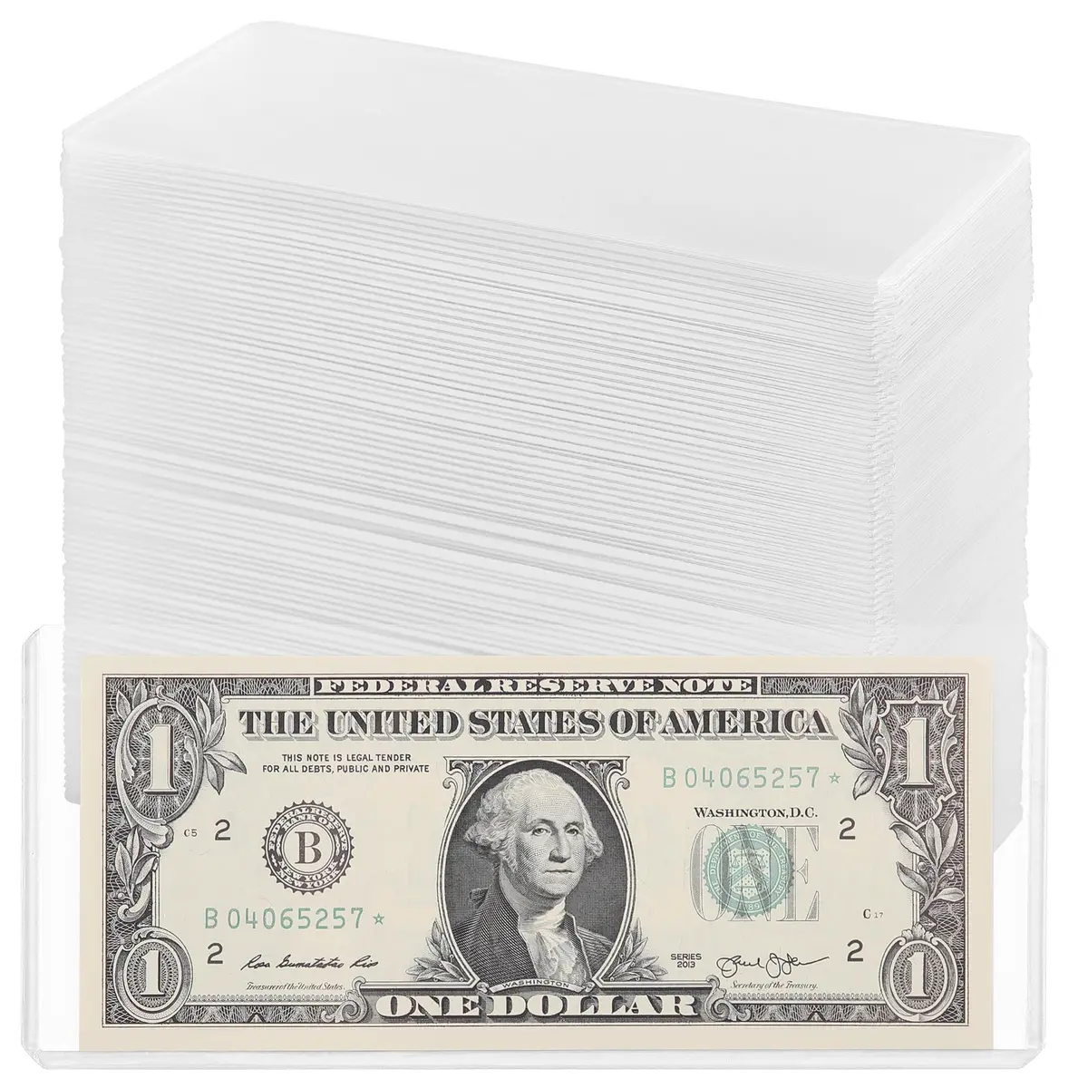 Uncle Paul Clear 90PCS Banknote Holders 6.6"x2.8" | Top-Load Crystal-Clear Currency Display - main product image