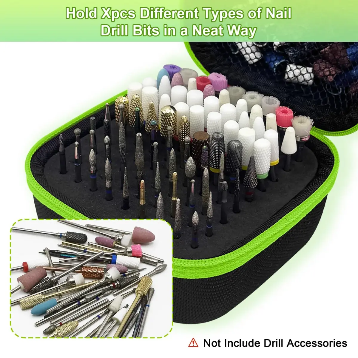 Thowapou 81 Holes Nail Drill Bit Holder Case | Waterproof Portable Organizer Bag for 3/32 Inch Bits - view 6
