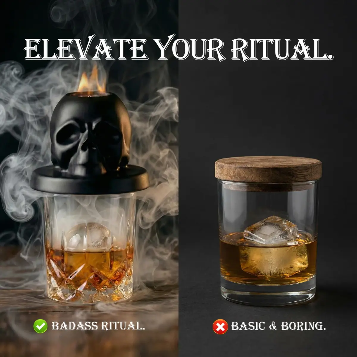 OAGA Skull Whiskey Smoker Kit with FQ-192 Torch & Bar Accessories | Ceramic Skull - view 4