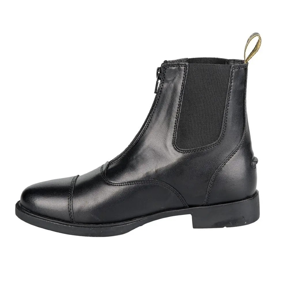 Lettia Ladies Zip Paddock Shoes- Black- 6 | Water Resistant Synthetic Boots - view 6