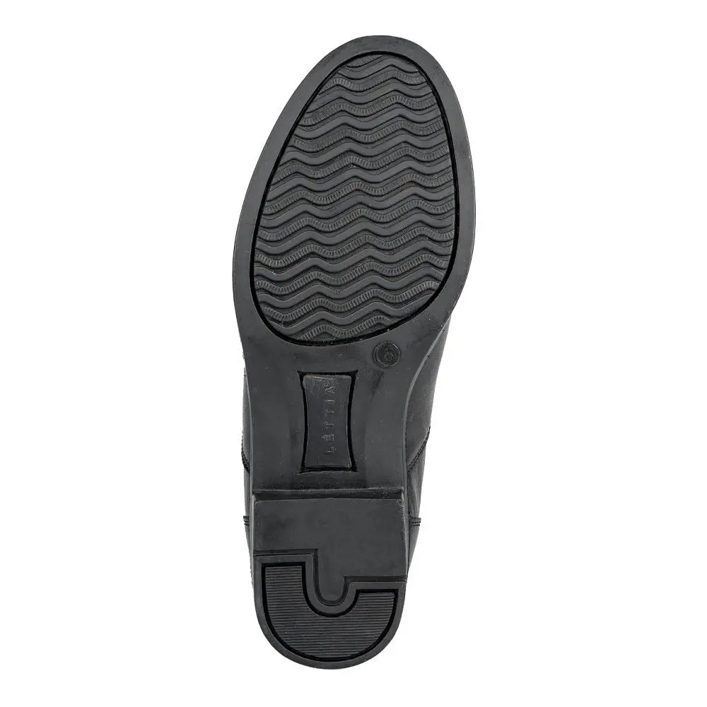 Lettia Ladies Zip Paddock Shoes- Black- 6 | Water Resistant Synthetic Boots - view 7