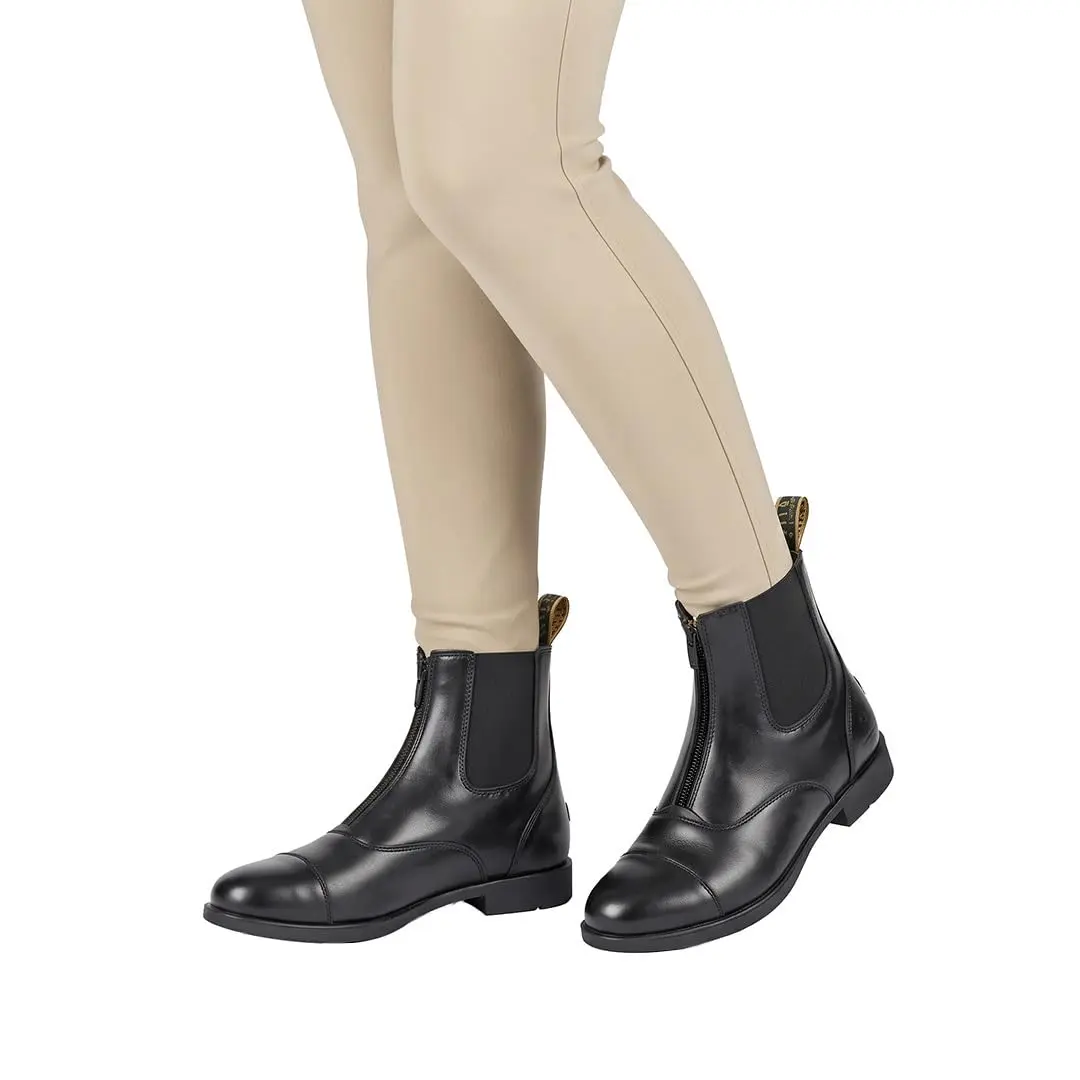 Lettia Ladies Zip Paddock Shoes- Black- 6 | Water Resistant Synthetic Boots - view 2