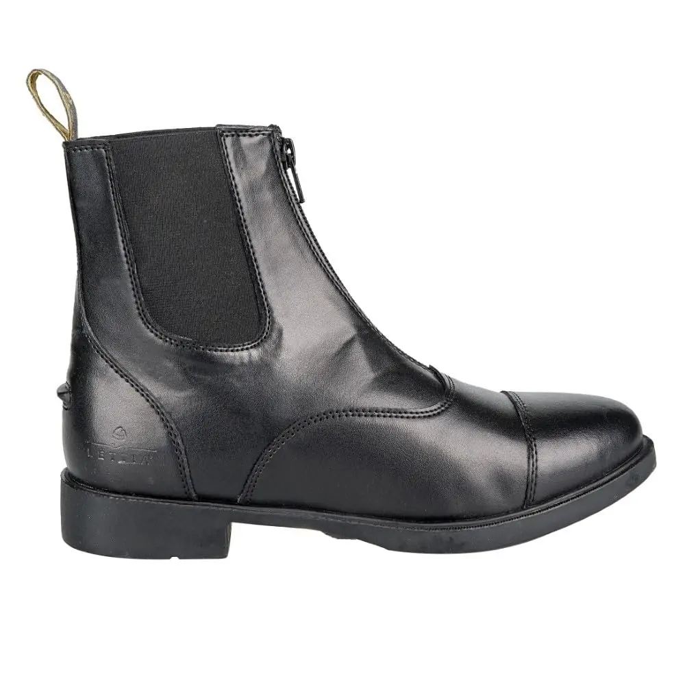 Lettia Ladies Zip Paddock Shoes- Black- 6 | Water Resistant Synthetic Boots - view 3
