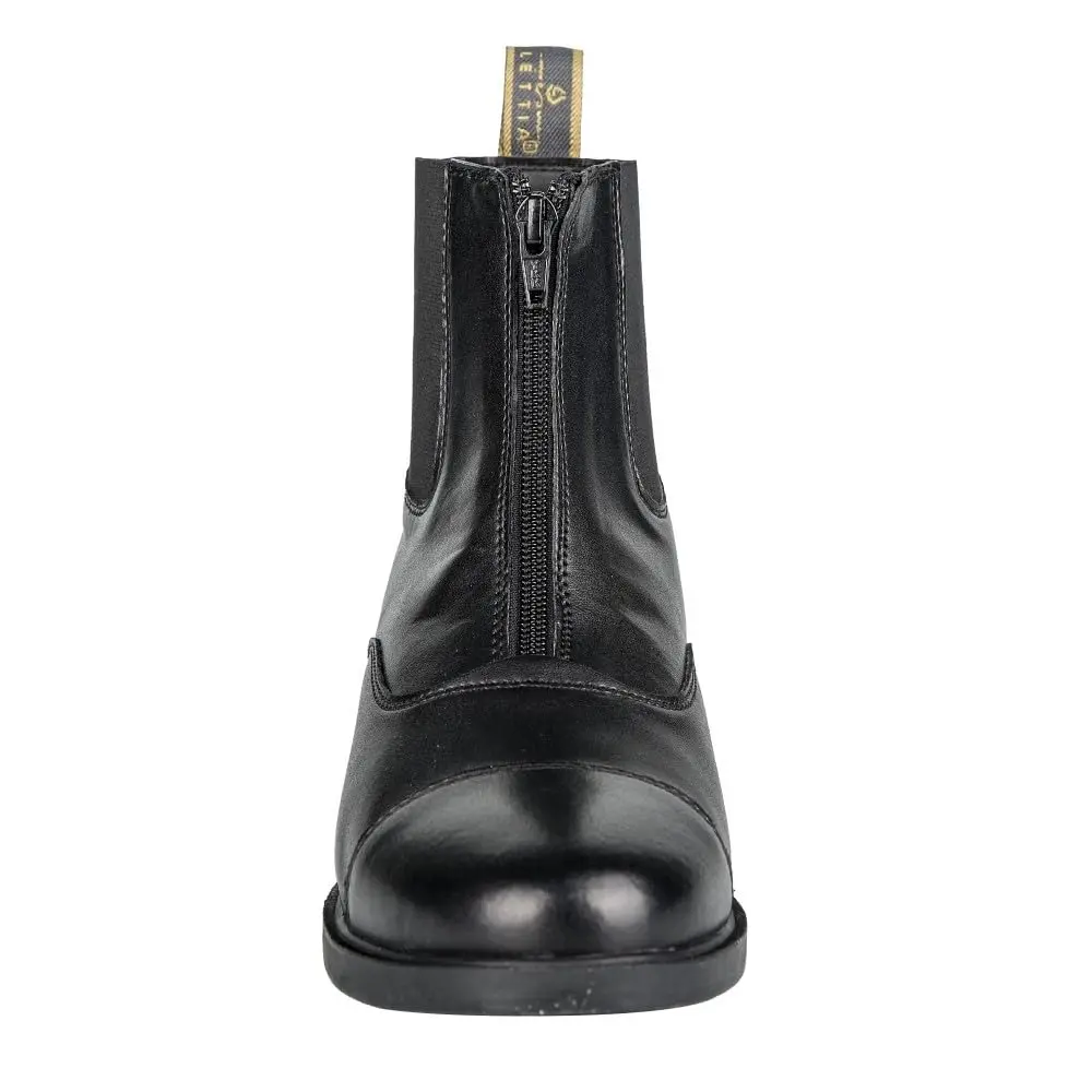 Lettia Ladies Zip Paddock Shoes- Black- 6 | Water Resistant Synthetic Boots - view 4