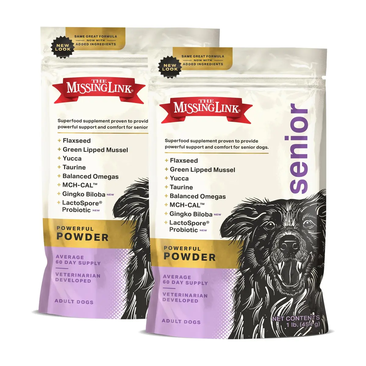 The Missing Link Senior Superfood Supplement Powder, Dogs, 1 lb (2pk) | Supports Bone, Skin, Brain & Memory - main product image
