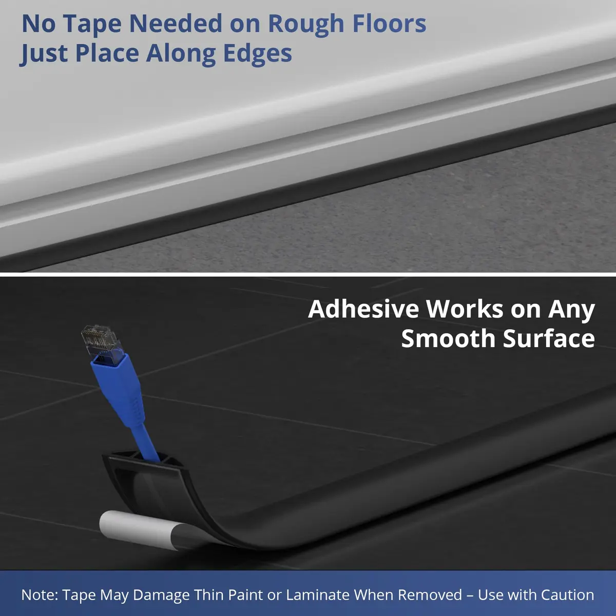 ZhiYo 5.6ft Floor Cord Cover Cable Cavity 1.6" W x 0.43" H Smoked Brown Wood | Conceals 1-2 Cables on Floor - view 5