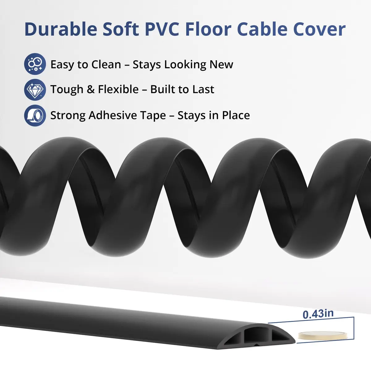 ZhiYo 5.6ft Floor Cord Cover Cable Cavity 1.6" W x 0.43" H Smoked Brown Wood | Conceals 1-2 Cables on Floor - view 4