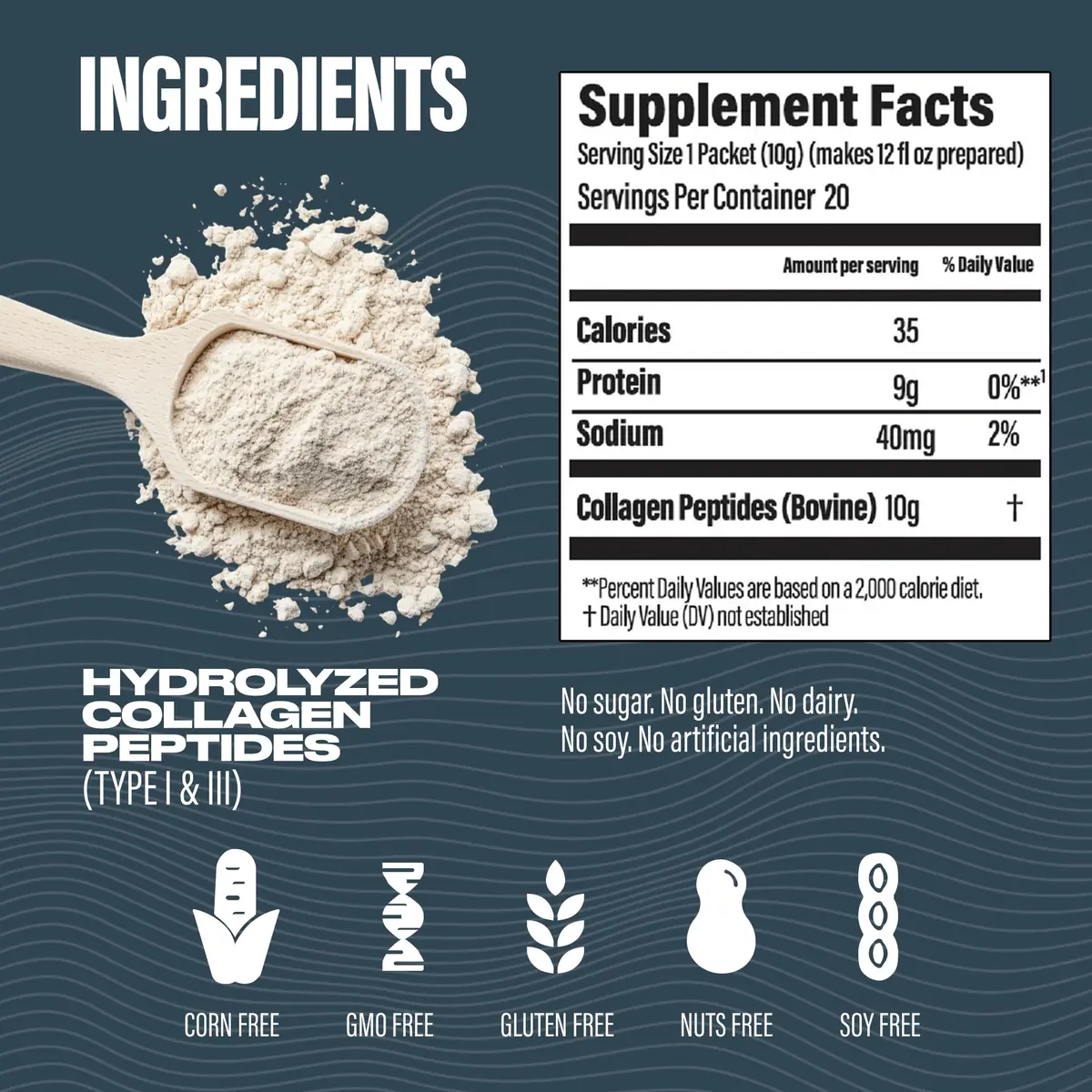 BUBS Naturals Unflavored Collagen Peptides Powder | Supports Skin & Joints, 20g Collagen per Serving, Grass Fed, Keto & Paleo Friendly - view 2