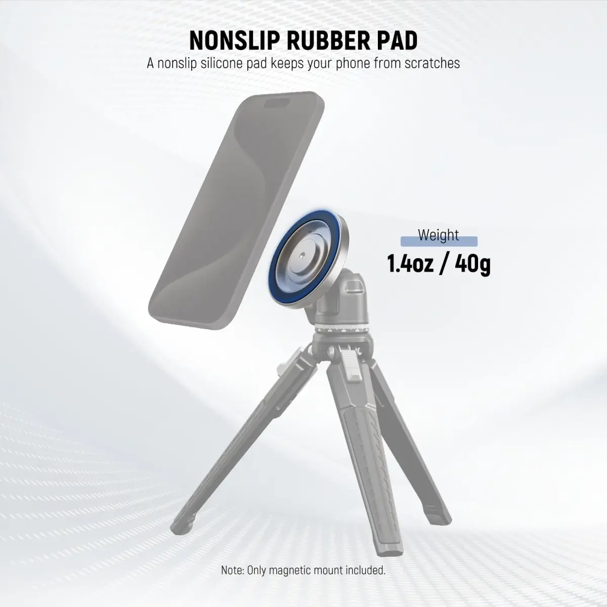NEEWER Magnetic Phone Tripod Mount Adapter with Adhesive Metal Ring & 1/4" Thread | Silver, 59x7mm (2.3"x0.3") - view 6