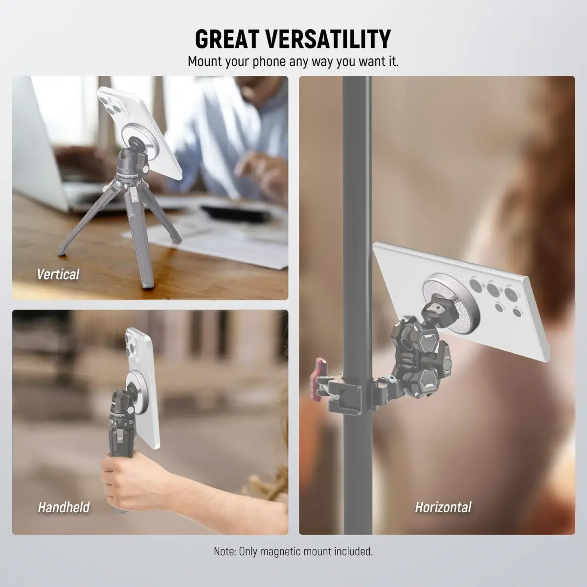NEEWER Magnetic Phone Tripod Mount Adapter with Adhesive Metal Ring & 1/4" Thread | Silver, 59x7mm (2.3"x0.3") - view 7