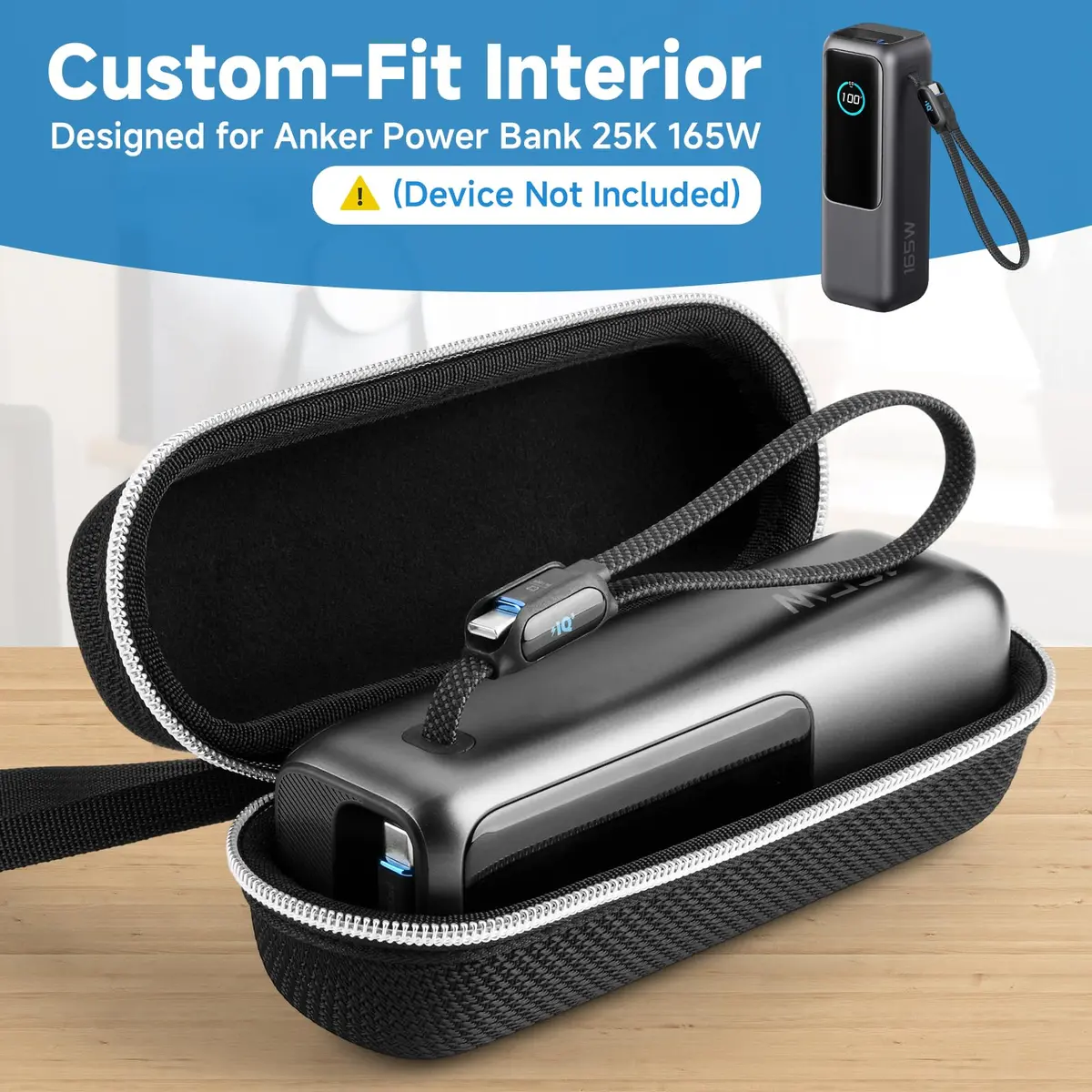 CaSZLUTION Compact Travel Case for Anker Laptop Power Bank 25,000mAh 165W | Shockproof & Lightweight - view 2