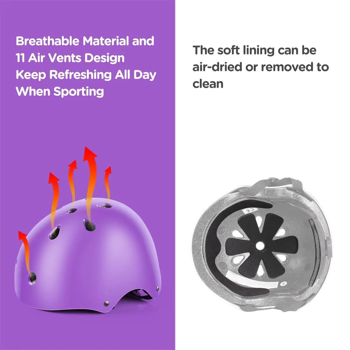 DaCool Kids Bike Helmet & Protective Gear Set with Knee Pads, Elbow Pads, Wrist Guards - Purple, Small (3-10 yrs) | Adjustable Fit for Sport Cycling - view 4