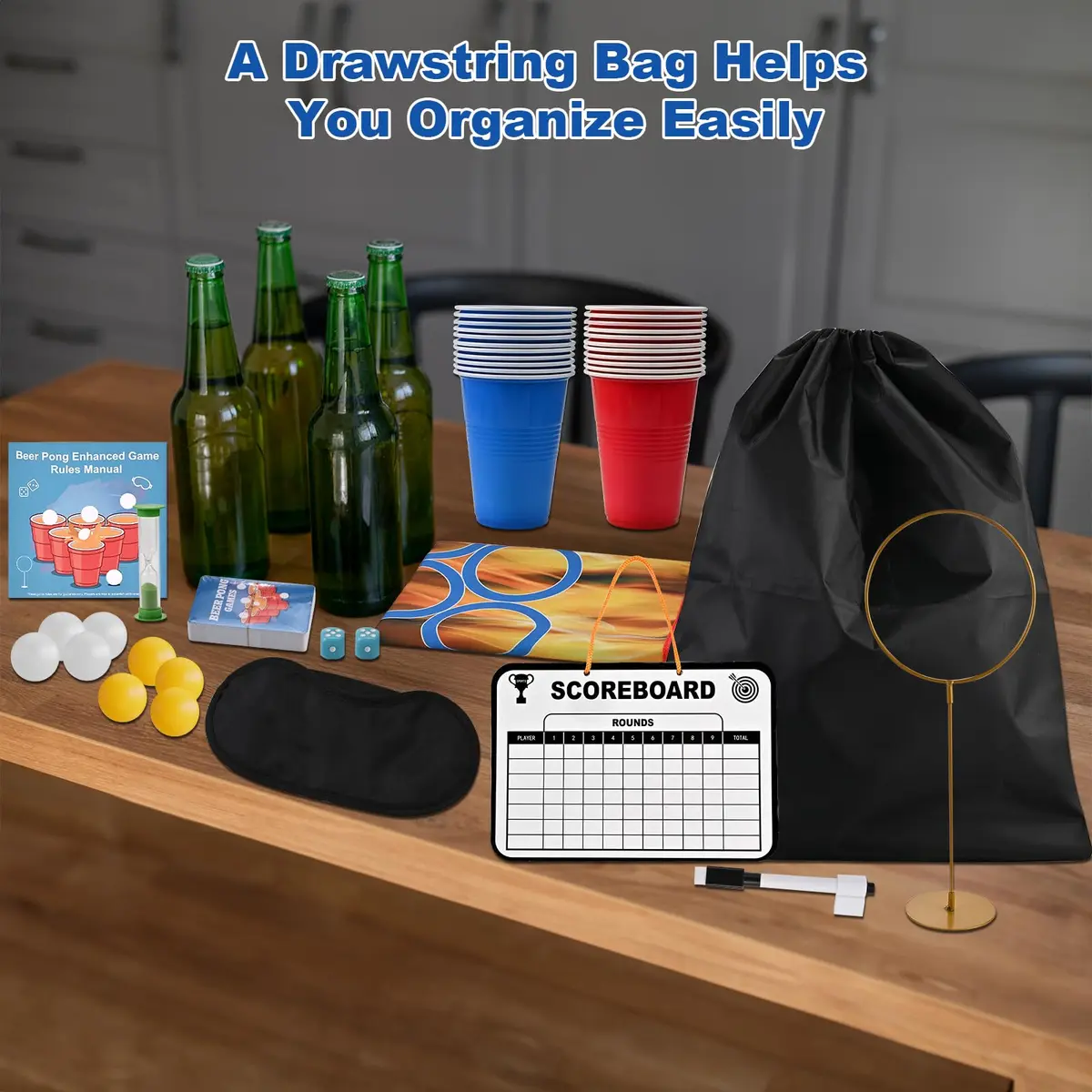 GOLDGE Beer Pong Table Mat 70.9 x 23.6 in | Waterproof, Reusable, Portable for Adults & Parties - view 6