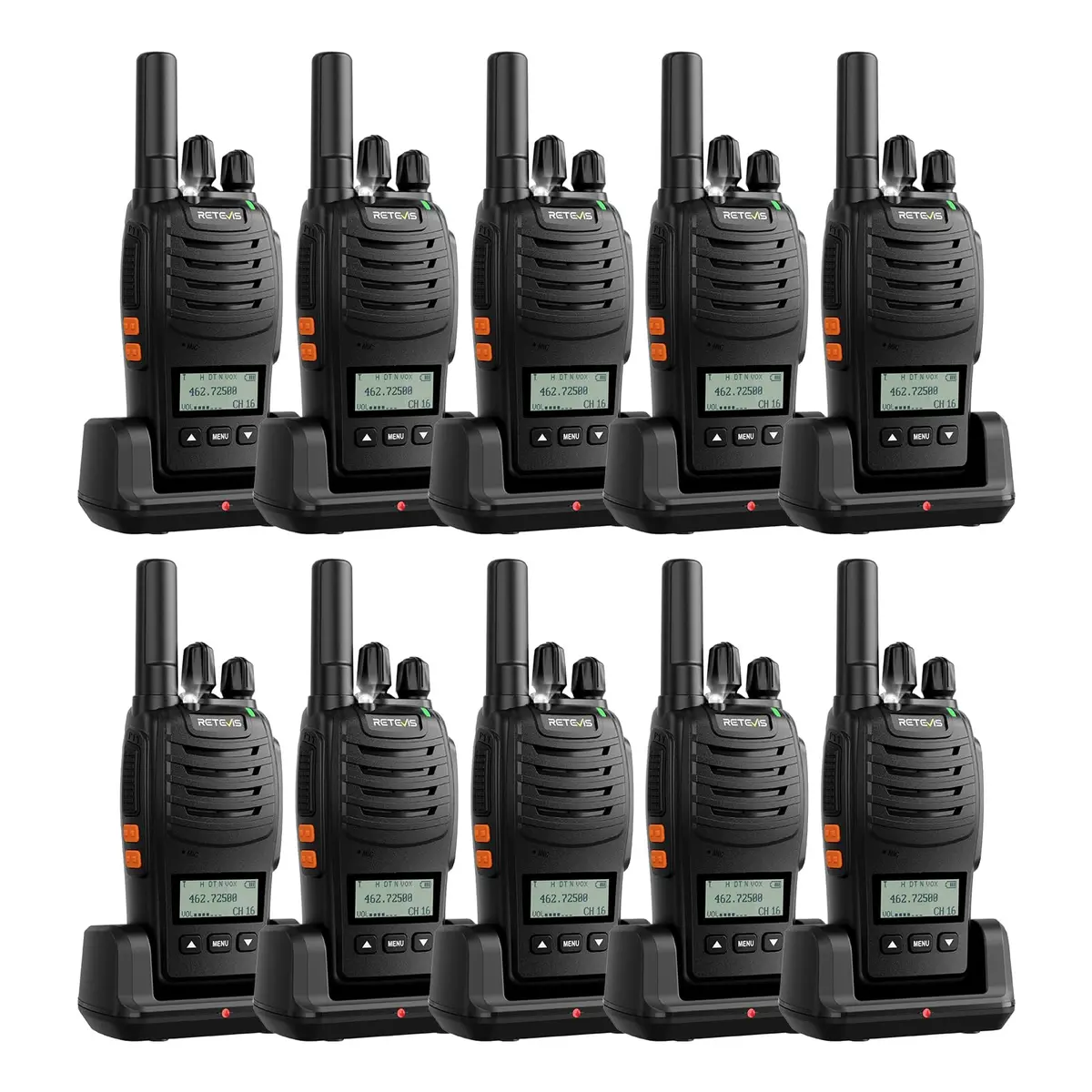 Retevis H777D Walkie Talkies with LCD Screen | Long Range, Rechargeable, 10 Pack - main product image