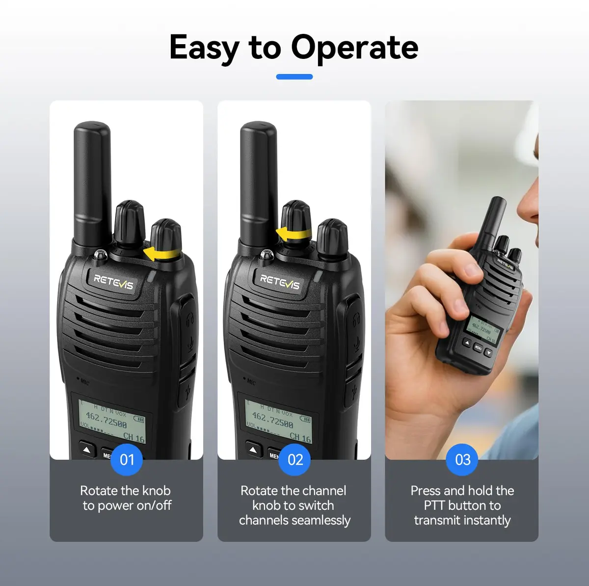 Retevis H777D Walkie Talkies with LCD Screen | Long Range, Rechargeable, 10 Pack - view 6