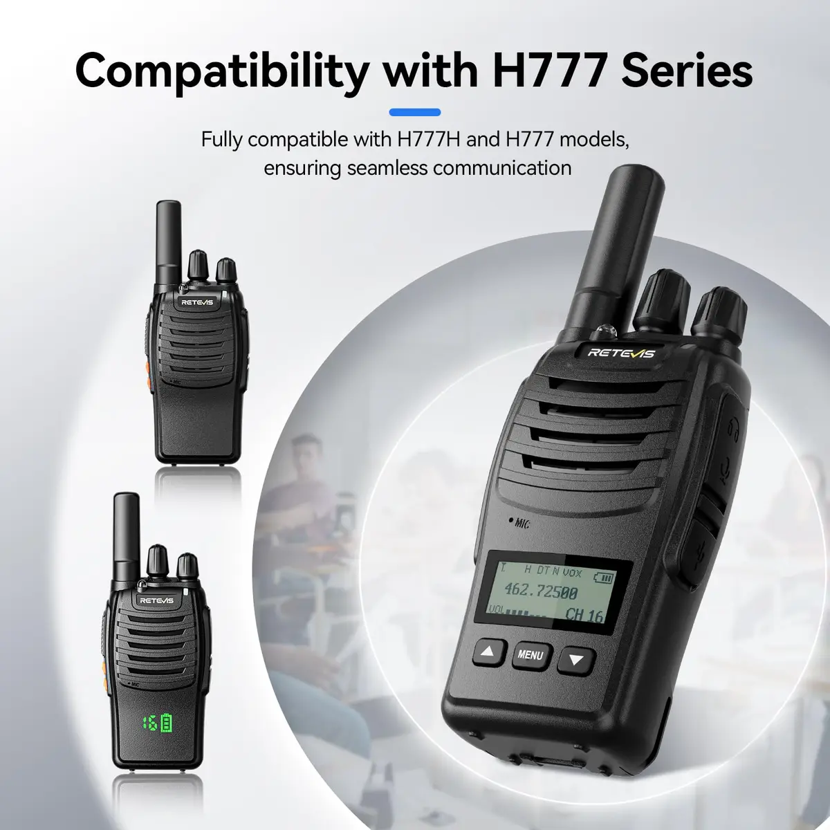 Retevis H777D Walkie Talkies with LCD Screen | Long Range, Rechargeable, 10 Pack - view 7