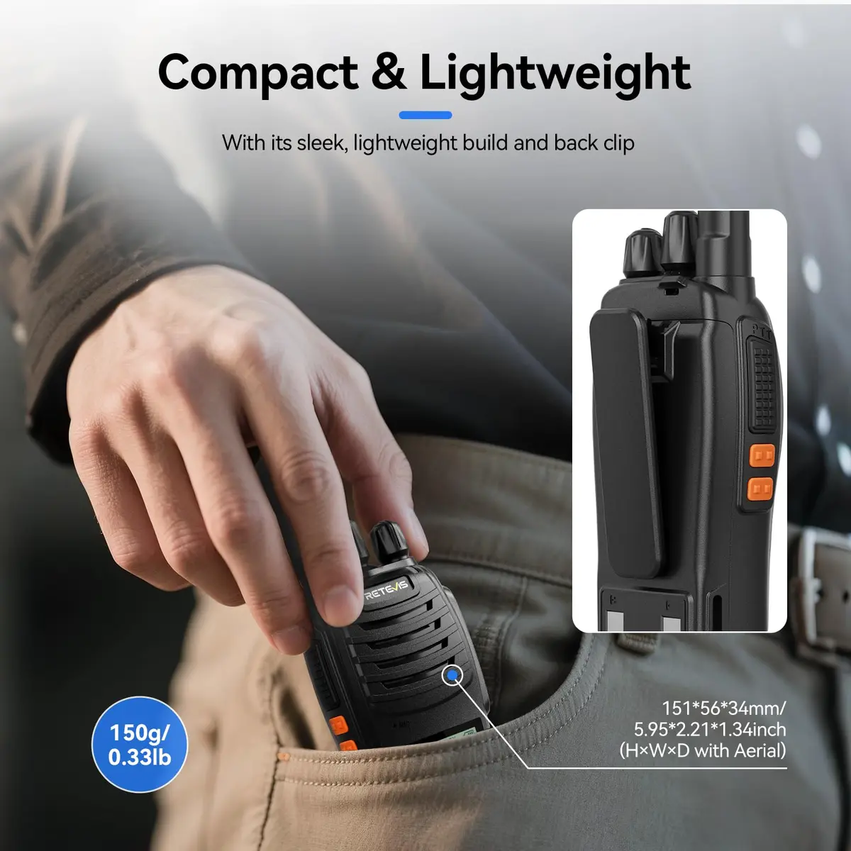 Retevis H777D Walkie Talkies with LCD Screen | Long Range, Rechargeable, 10 Pack - view 8