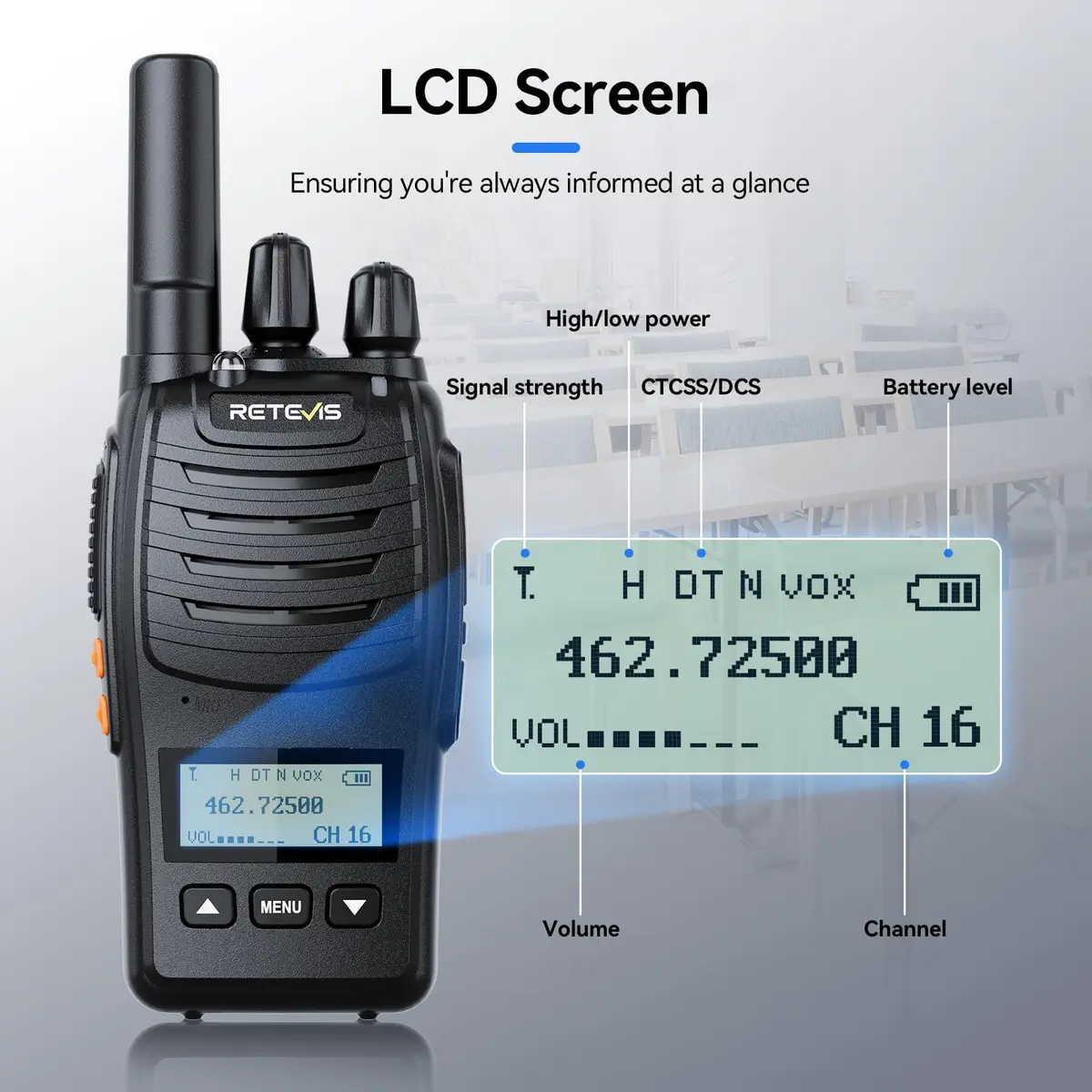 Retevis H777D Walkie Talkies with LCD Screen | Long Range, Rechargeable, 10 Pack - view 2