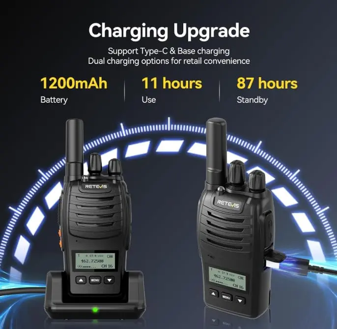 Retevis H777D Walkie Talkies with LCD Screen | Long Range, Rechargeable, 10 Pack - view 4